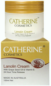 Catherine Lanolin Cream with Grape Seed Oil &amp; Vit E -100ml . แคทเธอรีน ลาโนลิน ครีม ผสมน้ำมันเมล็ดองุ่นและวิตอี