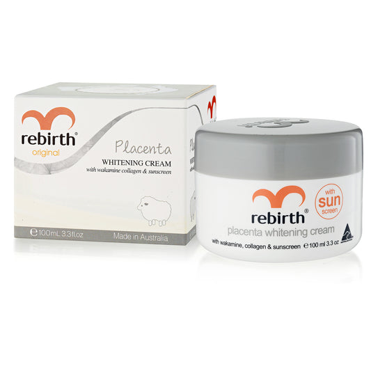 Rebirth Placenta Whitening Cream with Wakamine, Collagen & Sunscreen 100mL (RB09)